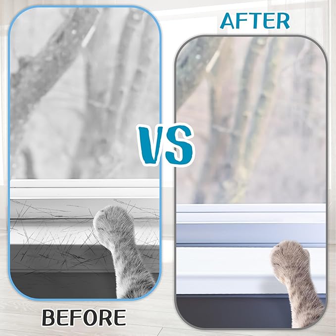 2 Rolls Dog Cat Scratching Window Sill Protector - 5.5 in x 6.6 Ft L-Shape Rubber Window Sill Cover Window Sill Guard Protector for Pet Cat Claw Scratching Chewing, White