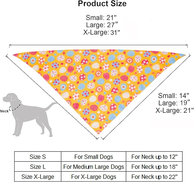 ADOGGYGO Easter Dog Bandana, Multiple Sizes Offered, Reversible Triangle Easter Bandana Scarf for Small Dogs Pets (Small)