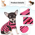 Dog Striped T-Shirts, Dog Vest, Pet Apparel, Tee Shirts, Suitable for Small, Medium, Large Pets, French Bulldog Bichon, Rose M