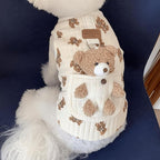 Cute Pet Apparel Plush Bear Pattern Cartoon Dog Clothes All Season Sleeveless Puppy Kitten Pullover Soft Skin-Friendly (White2, XL (11-20lbs))