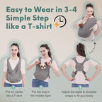Supet Dog Sling Carrier for Small Pets, Hands Free Cat Sling, Reducing Back Neck Pain Anti-Anxiety Puppy Front, Adjustable Soft Dog Carrying (Grey, Plus 7-15 Lbs)