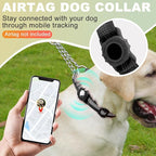 Cymiler Martingale Dog Collar with AirTag Holder, Reflective Nylon Training Collar, Stainless Steel Chain, Heavy Duty Buckle, Limited Slip Collars for Small Medium Large Dogs (Black, X-Large)