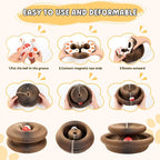 Magic Organ Cat Scratching Board, Foldable Accordion Interactive Cat Toy with Bell Ball, Durable Cardboard Scratch Pad for Cat Grinding Claw & Indoor Play