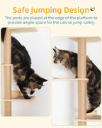 80inch Wall Mounted Cat Tree, 15.8in Top Perch Bed for Large Adult Cats, Adjustable Cat Shelves Floor to Ceiling for Scratch, Climb, and Lookout