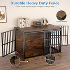 Petrova 47" Dog Crate Furniture for Large/Medium Dogs, Heavy Duty Dog Kennel Indoor with Name Tag, Wooden Dog Cage with Sliding Barn Door, Decorate House as TV Stand, End Table, Brown
