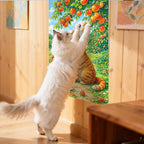 Nuxovilar Cat Wall Scratcher 15.3x23.6 Inches Polyester Synthetic Fiber, Orange Cat & Apple Tree Print, wall scratchers for Indoor Cats, Scratch pad, Home Decor, Porch, Garden Room (2pcs)