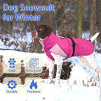 MIGOHI Comfortable Large Dog Coat - Waterproof Dog Coat with Reflective Strips,Windproof XXL Dogs Jacket with Warm Turtleneck, Snow Coats for Large Dogs,Labrador Golden Retriever,2XL,Rosepink