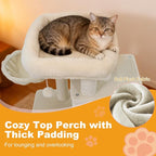 Tangkula Cat Tree Tower, 33.5 Inch Cute Cat Tower with 2-Tier Large Condo, Sisal Scratching Posts, Padded Top Perch, Dangling Toy, Rotatable Cozy Basket, Cat Climbing Furniture (Beige)