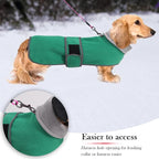 Geyecete Dachshund Sweaters for Dogs, Dachshund Coat Perfect Winter Coat with Padded Fleece Lining and High Collar, Dog Snowsuit with Adjustable Bands - Green - S