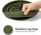 OHMO Slow Feeder Dog Bowls (Diamond, 8" Camo Green) Enrichment Toy Soft Silicone Food Safe Feeding Bowl Non Slip Suction Cup for All Breed Pet, Cat Slow Down Eating Dishes, Boredom and Anxiety Reducer