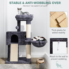 IMUsee 36 Inches Cat Tree Condo with Sisal Scratching Posts, Scratching Board, Plush Ball and Middle House, Cat Tower Furniture Kitty Activity Center Kitten Play House, Dark Blue