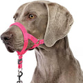 BARKLESS Sturdy No Pull Head Collar for Medium Large Dogs, Gentle Reflective Head Halter with Safety Link, Adjustable Nylon Dog Training Muzzle Leash for Walking Control (Hot Pink, L)