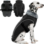 DENTRUN Winter Warm Dog Coat Reflective Jacket with Turtleneck for Cold Weather, Adjustable Buckle Windproof Water Repellent, Thick Snowsuit Fleece Vest for Small, Medium, Large Dogs, Black, XL