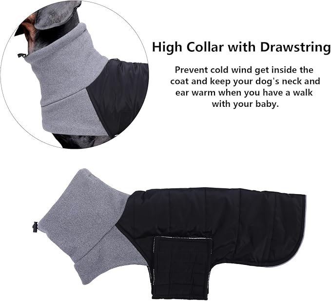 Dachshund Dog Coats Jacket fit for Dachshunds Corgi Weiner Reversible Winter Coat Padded Cotton Lining high Collar Dog Suit in Autumn Winter Black S