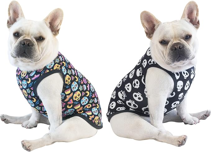 CuteBone Halloween Dog Shirts 2-Pack Soft Pet Clothes Breathable Summer Vest for Small Puppy and Stretchy Cat Apparel 2BX07M