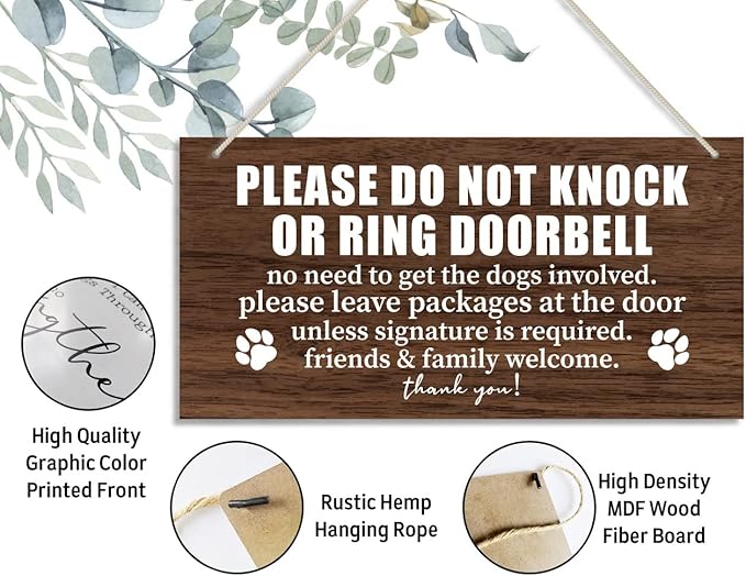 Please Do Not Disturb Wooden Plaque Decor, Hanging Home Decor Sign, 12x6 inch