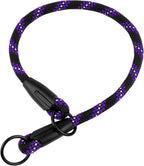BronzeDog Rope Pro Training Dog Collar Braided No Pull Quick Release Round Lead Collars for Dogs Small Medium Large Puppy (S - 17.7" Long, Purple)