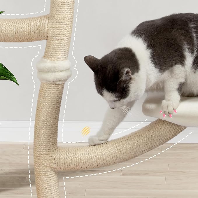 KAMABOKO 64.2" Flower Cat Tree, Cute Cat Tree House for Indoor Cats, Cloud Cats Tree Tower with Cat Condo, Sisal Scratching Posts, Hanging Toys for Playing