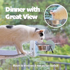 PETKARAY Window Bowls for Indoor Cats, 12 Ounces Food Bowl for Window, Dog Proof Cat Feeding Station, Foldable Stainless Bowl (Pack of 2)