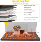 Aivituvin Heated Dog House Outdoor with Anti-Bite Metal Frame Insulated Indoor Dog Kennel 41.6'L Large Dog Cage for Small Medium Large Dogs with Heater and Insulated Liner for Winter