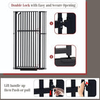 Glaf Extra Tall Pet Gate 63" Pressure Mounted Cat Door Safety Metal Cat Gate Adjustable Width Dog Door Auto-Close Dog Gates for Doorways, Stairs, Kitchen, Hallway (Black, 33.86-37.4")