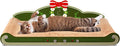Sofa-Shaped Cat Scratching Couch - Thick Cardboard Cat Lounge Bed for Indoor Rest & Play Christmas Theme Sofa Scratcher Pad (23 "L X 12.2" W X 6.7" H)