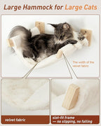 Cat Wall Shelves for Large Cats, 5-in-1 Cat Wall Furniture with Large Hammock and Wide Perch, Wooded Wall Climbing Furniture Set for Indoor Cats