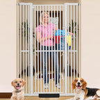 71 Inch Extra Tall Pet Gate for Cats, 29.5-48" Adjustable Wide Dog Gates, Pressure Mounted Walk Through Tall Cat Gate for Doorways,Hallway,Stairs,House（White）