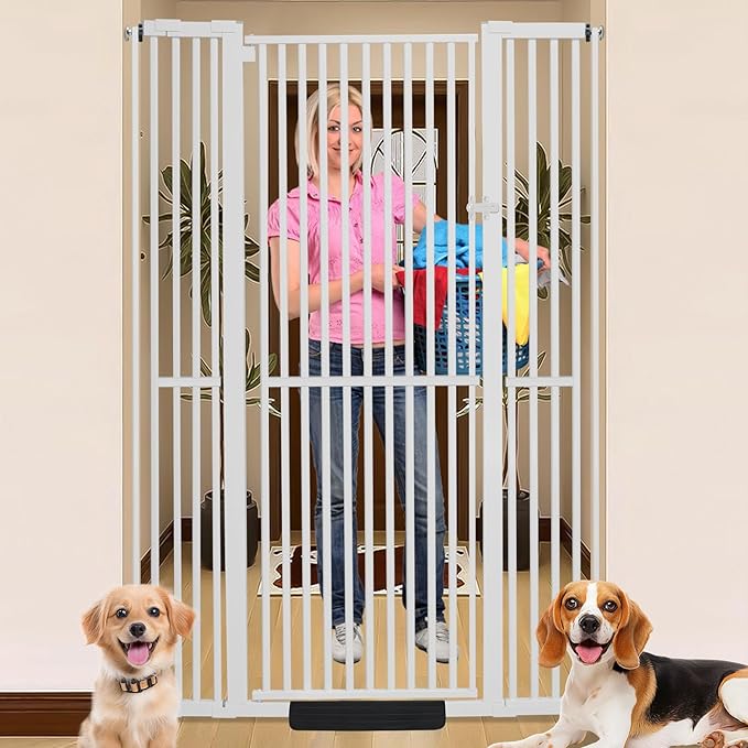 71 Inch Extra Tall Pet Gate for Cats, 29.5-48" Adjustable Wide Dog Gates, Pressure Mounted Walk Through Tall Cat Gate for Doorways,Hallway,Stairs,House（White）