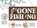 Funny Gone Fishing Wood Decor Sign, Hanging Printed Wooden Plaque Decor, Rustic Home Decor Sign, Hanging Fishing Decor Sign, Gifts for Men, Rustic Farmhouse Wall Decor Sign 12x6 inch