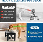 3-in-1 Elevated Slow Feeder Dog Bowls for Food and Water, 5 Heights Adjustable Raised Dog Bowls, Non-Slip, No Spill, for Small Medium Large Dogs and Cats(Grey)
