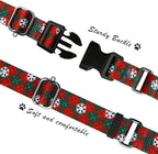 Hikiko Martingale Collar for Dogs with Buckle for Small Medium Large Dogs Soft Nylon Christmas Dog Collars Walking Training（Red Green Plaid,Small）