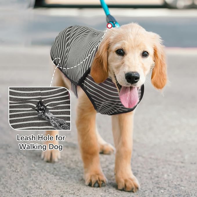 ROZKITCH Dog Winter Coat Soft Pullover Pajamas, Pet Windproof Warm Cold Weather Jacket Vest Cozy Jumpsuit Apparel Outfit Clothes for Walking Hiking Travel Sleep Stripe 2XL