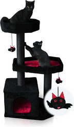 Gothic Cat Tree-Spooky Cat Tree with Coffin Bed,Cat Condo,Thick Scratching Post for Halloween