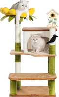 HYABi 44.1 Inch Tall Flower Cat Tree Tower Condo Climbing for Indoor Cats Multi Level with Sisal Scratching Post Hammocks Pet House Play Home Furniture Platform