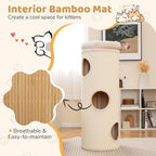 PETSITE 4-Story Cat Tree Condo, 49 Inch Multi-Level Barrel-Shaped Cat House with Sisal Scratching Pad, 3 Hideaways, Removable Soft Top Plush Bed, Ideal for Indoor Cats