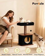 Modern Cat Tree for Indoor Cats, Nordic Loft Style, Cat Tower for Kitten with Sisal Scratching Posts, Soft Padded Beds & Cozy Condos, Floor-Mounted for Kittens & Adult Cats
