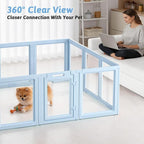 DIY Clear Acrylic Dog Playpen House,Quick Easy Assembly and Disassembly,Strong Floor Suction,Indoor and Outdoor Use,Easy Cleansing Puppy Fence (Sky Blue, 30.3" H, 12PCS)