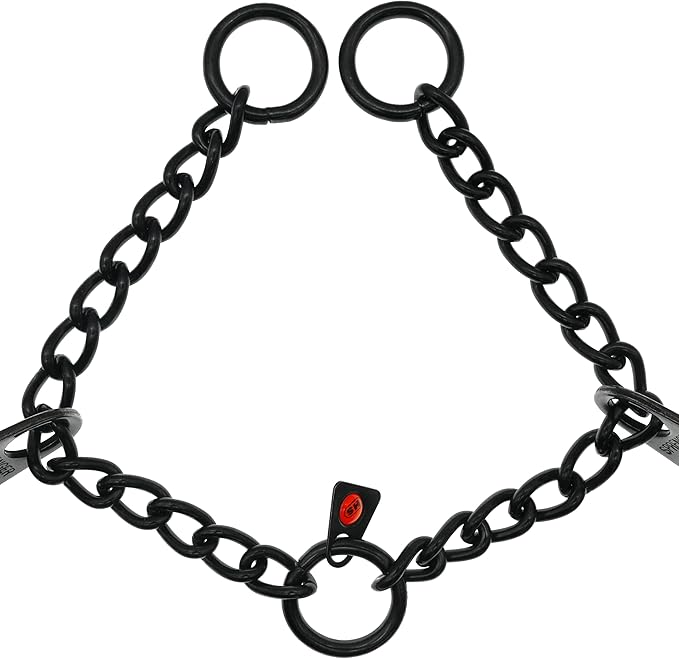 Herm Sprenger Black Stainless Steel Dog Prong Collar with Easy On Assembly Chain Professional Training Pinch Collar for Small Medium Large Dogs Made in Germany (24in x 3.2mm (Neck Size up to 19in))