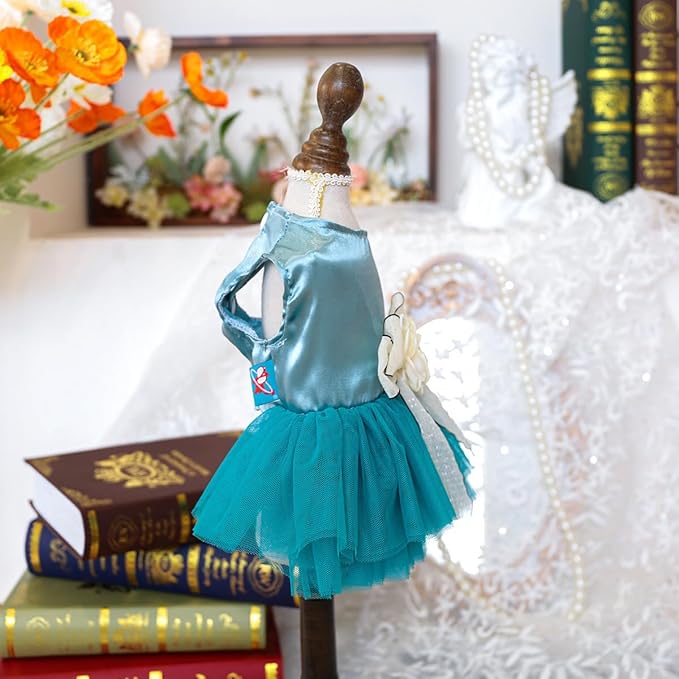 Fashion Sweet Puppy Dog Blingbling Princess Skirt Pet Dog Lace Cake Camisole Tutu Dress J-Blue XL