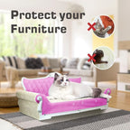 Sofa Shaped Cat Scratching Boards,Cat Scratcher Couch,Extra Large Cat Scratcher Bed 27.5inch for Large Cats Multi-Cats with Catnip(Pink)