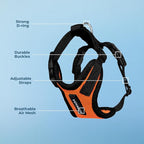 Voyager Step-in Pet Harness - All Weather Mesh, Adjustable Step in Harness for Cats and Dogs by Best Pet Supplies - Orange/Black Trim, XS