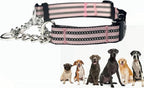Martingale Collars for Dogs, Heavy Duty Stainless Steel Chain Training Collar, Reflective Nylon Adjustable Collar with Quick Release Buckle, Suitable for Puppy Medium Large Dogs ((Pink, XS)