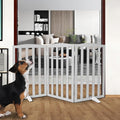 Freestanding Dog Gate Indoor,Doggie Gate Foldable Pet Gates for Doorways,Stairs or Hallways, Wooden Grey Pet Gate for the House, Pet Fence with Support Feet Included,32 "Height-3 Panels