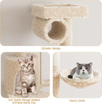 55 Inch Multi-Level Cat Tree Tower with Condo, Plush Perches, Scratching Posts, Hammocks, and Play House, Beige
