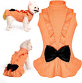 Dog Dresses, Lovely Dog Princess Dress, Turtleneck Puppy Skirt with Velvet Bowknot for Small Medium Dogs Girl (Orange, S)