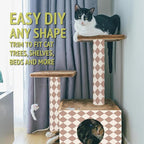 Cat Scratch Furniture Protector,2 PCS Self-Adhesive Cat Scratching Mats,Trimmable DIY Carpet for Couches,Cat Trees and Door,Scratching Post Tower Replacement Pads(39.4"x15.8",Beige-Lattice)