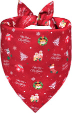 Christmas Dog Bandana 2-in-1 Style - Reversible Santa & Snowman Print Scarf for Medium to Large Dogs, Gift for Dog Lovers