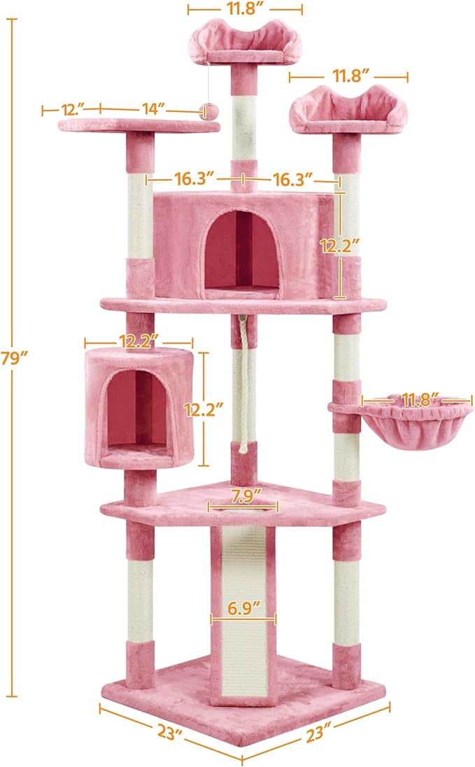 Topeakmart Large Cat Tree Multilevel Cat Tower for Indoor Cats with Scratching Posts, Condo Cat Furniture Activity Center Cat Play House