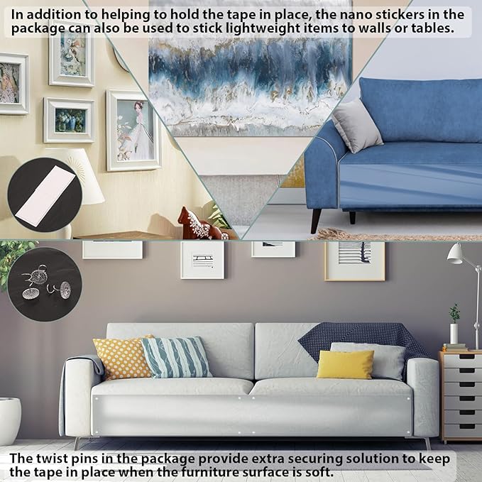 Anti Cat Scratch Furniture Protector, Transparent Self-Adhesive Couch Furniture Protectors from Cats Scratching Claws, Cat Scratch Couch Protector (13" x 168")